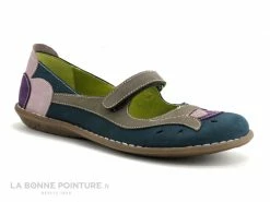 Promo ? Femme Jungla 4096 Bleu Rose Violet - Ballerine Velcro ❤️