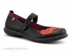 Vente flash ? Femme Jungla 6790 Noir - Coeurs Rouges - Ballerine Velcro ?