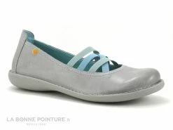 Promo ? Jungla 4751 - Ballerine Grise Femme - Elastiques Bleus ?