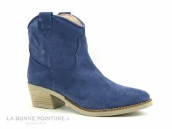 Coupon ? Caty Kivala TEXAS Velours Bleu - ? Boots Femme ?