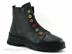 Offres ✨ Karyoka Gaviot 501 Black ? Boots Femme Noires Zip Elastique Boutons ?