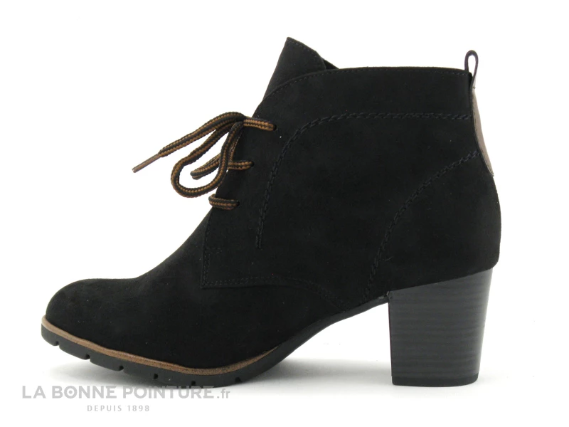 Tout neuf ? Femme Marco Tozzi 2-25107-27 Black - Bottine Noire Talon - Lacet Marron ? 3 Tout neuf ? Femme Marco Tozzi 2-25107-27 Black - Bottine Noire Talon - Lacet Marron ? – Image 3