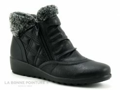 Offres ? Sweet R CACHER Noir - Haut Fourrure Grise - ? Boots Femme ?