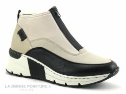 Meilleure affaire ? Rieker N6352-60 - Noir - Creme - ? Boots Femme Avec Zip Dessus ❤️