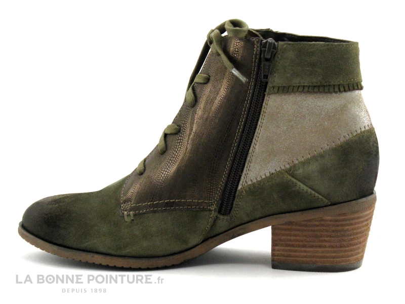 Promo ⭐ Femme Fugitive SORAL Velours Kaki - Bottine Lacet ? 3 Promo ⭐ Femme Fugitive SORAL Velours Kaki - Bottine Lacet ? – Image 3