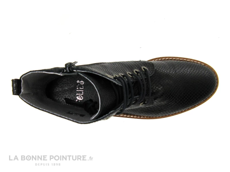 Promo ? Folie's Folies COLT Noir Reptile - ? Boots Femme Semelle Crampons ? 6 Promo ? Folie's Folies COLT Noir Reptile - ? Boots Femme Semelle Crampons ? – Image 6