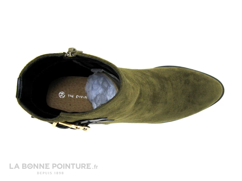 Meilleur prix ✔️ The Divine Factory QL4724 Kaki - Lanieres Noires - Bottine Femme ❤️ 3 Meilleur prix ✔️ The Divine Factory QL4724 Kaki - Lanieres Noires - Bottine Femme ❤️ – Image 3