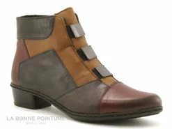 Grosses soldes ? Rieker Y0764-35 - Bordeaux Camel Marron Noir - Bottine Femme ⌛