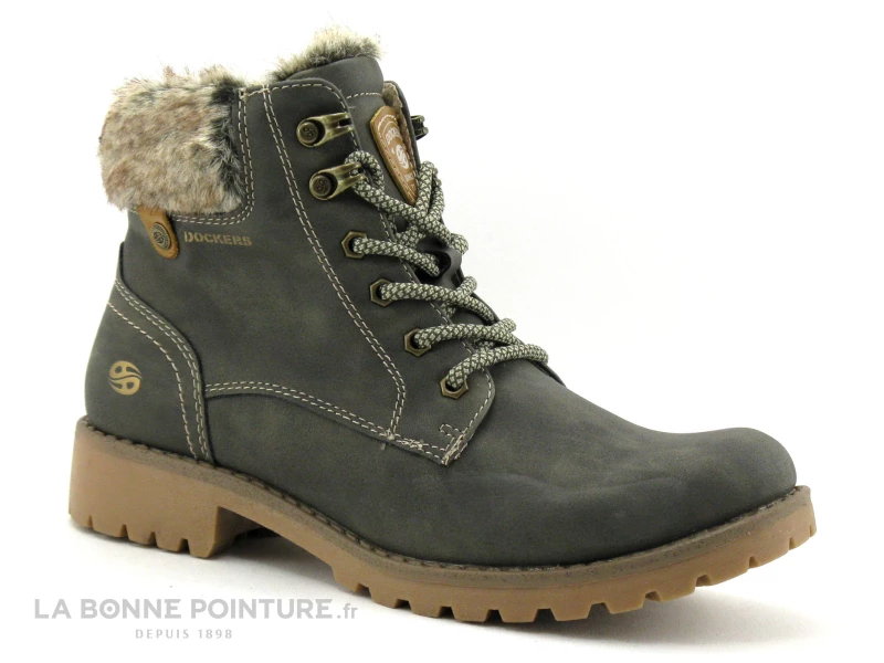 De gros ? Dockers 43FA308 Kaki - Col Fourrure - Bottine Lacet Femme ✨ 5 De gros ? Dockers 43FA308 Kaki - Col Fourrure - Bottine Lacet Femme ✨ – Image 5