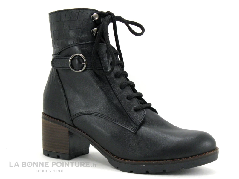 Nouveau ? Femme Jordana 60 Noir - Bottine A Lacet Cuir Noir - Talon Epais ? 1 Nouveau ? Femme Jordana 60 Noir - Bottine A Lacet Cuir Noir - Talon Epais ?