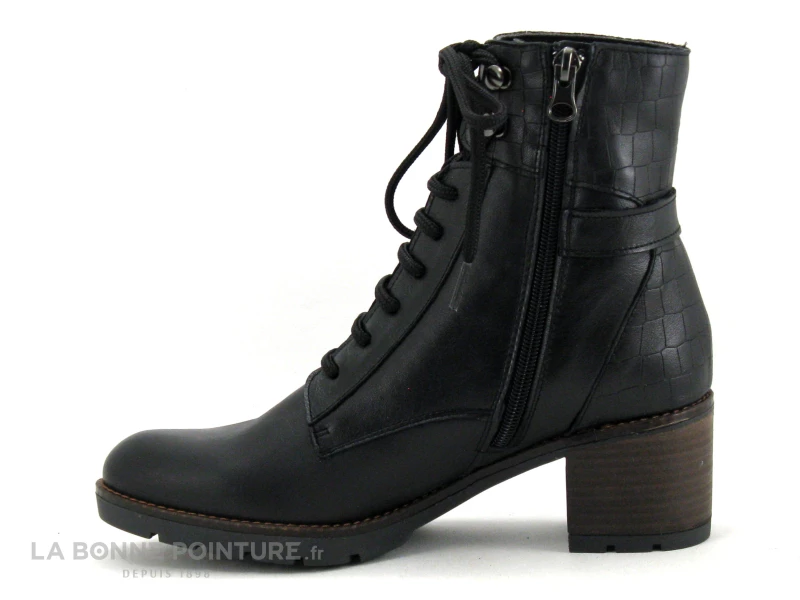 Nouveau ? Femme Jordana 60 Noir - Bottine A Lacet Cuir Noir - Talon Epais ? 3 Nouveau ? Femme Jordana 60 Noir - Bottine A Lacet Cuir Noir - Talon Epais ? – Image 3