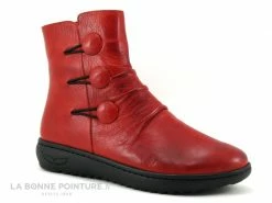 Remise â Karyoka 2724 DANET - Bottine Femme Cuir Rouge - 3 Boutons ?