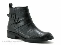 Budget ? Femme Marco Tozzi 2-25027-25 Black Cro - Bottine Croco Noire Zip Et Boucles ?