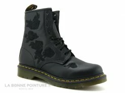 Promo ? Femme Dr Martens 1460 VONDA Mono Black 24985001 Softy - Roses Noires - ? Boots ⭐