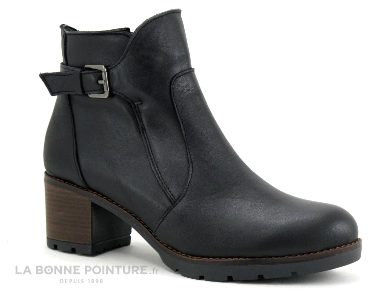 Top 10 ? Femme Jordana 59 Negro - Bottine Cuir Noir Talon Epais - Fermeture Zip ? 1 Top 10 ? Femme Jordana 59 Negro - Bottine Cuir Noir Talon Epais - Fermeture Zip ?