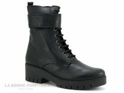 Remise ? Femme Jordana 47 Noir - Lacet - Zip - Bride Velcro - Bottine Noire Talon Epais ?